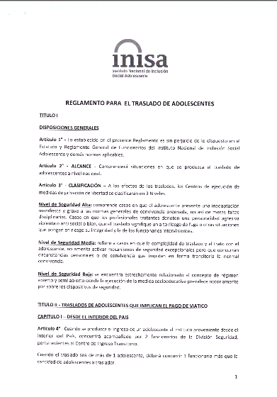 Reglamento de traslado de adolescentes
